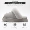 imageProject Cloud Slippers for Women  100 Genuine Suede Womens platform slippers for women  Memory Foam Clogs for Women  Mules for women 2025  Women Footwear Christmas Slippers VikiGrey