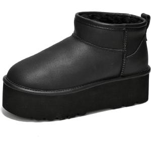 imageProject Cloud 100 Genuine Suede Leather Ankle Boots for Women  Fur Boots Memory Foam Insole Womens Boots  AntiSlip Mini Platform Boots  Lightweight Winter Boots for Women  Snow Boots HuggyBlack Leather