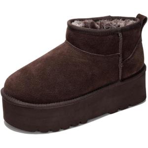 imageProject Cloud 100 Genuine Suede Leather Ankle Boots for Women  Fur Boots Memory Foam Insole Womens Boots  AntiSlip Mini Platform Boots  Lightweight Winter Boots for Women  Snow Boots HuggyBrown