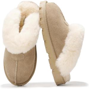 imageProject Cloud House Slippers for Women  100 Genuine Leather ampamp Natural Fur lining Fuzzy Slippers Women  Memory Foam Women Shoes ampamp House Shoes for Women Cozy ampamp Fluffy Slippers HedyBeige