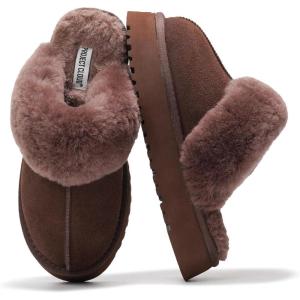 imageProject Cloud Slippers for Women  100 Genuine Suede Womens platform slippers for women  Memory Foam Clogs for Women  Mules for women 2025  Women Footwear Christmas Slippers VikiBrown