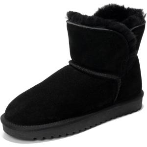 imageProject Cloud 100 Genuine Suede Boots for Women  Fur Lined Ankle Boots for Women  Comfortable Booties for Women Memory Foam Womens Boots Fur Snow Boots for Women TimmyBlack