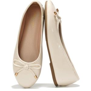imageProject Cloud Ballet Flats Shoes for Women Casual Womens Shoes Dressy wMemory Foam Insole for Mom Flats for Women Footwear Womens Dresses Shoes EllisonBone Patent