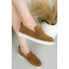 imageProject Cloud Genuine Leather Shoes Women  Memory Foam Womens Shoes ampamp Loafers for Women Non Slip Leather Shoes for Women Flexible Sole Loafers for Women 2025  Women Footwear FilideTan