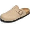 imageProject Cloud Womens Genuine Suede Footbed Clogs for Women  Memory Foam Arch Support Clog Slippers for Women  Trendy Slipons Womens Mules ampamp Clogs Sandals BentonBeige