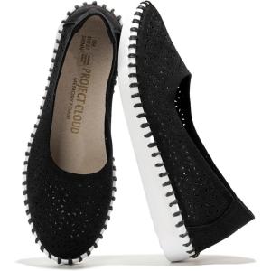imageProject Cloud Flats for Women Footwear Memory Foam ampamp Flexible Outsole Loafers for Womens Fashion Sneakers  Womens Shoes Sockless Wear Machine Wash Shoes for Women PetuniaBlack