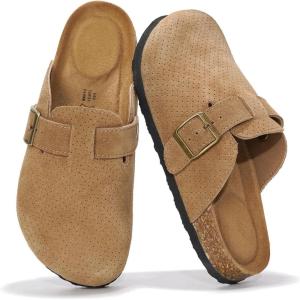 imageProject Cloud Womens Genuine Suede Footbed Clogs for Women  Memory Foam Arch Support Clog Slippers for Women  Trendy Slipons Womens Mules ampamp Clogs Sandals BentonChestnut Perforated