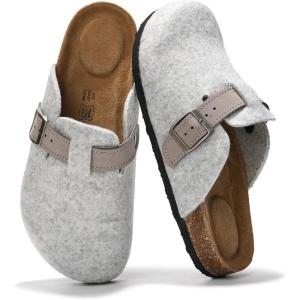 imageProject Cloud Womens Genuine Suede Footbed Clogs for Women  Memory Foam Arch Support Clog Slippers for Women  Trendy Slipons Womens Mules ampamp Clogs Sandals BentonLight Grey Wool
