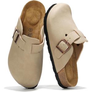 imageProject Cloud Womens Genuine Suede Footbed Clogs for Women  Memory Foam Arch Support Clog Slippers for Women  Trendy Slipons Womens Mules ampamp Clogs Sandals BentonBeige