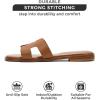 imageProject Cloud Fashion Flat Summer Sandals for Women 2025  Leather Womens Sandals Comfortable Memory Foam Slides for Women Footwear  Mules Womens Sandals  Walking Sandals Women JannelCognac