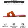 imageProject Cloud Fashion Flat Summer Sandals for Women 2025  Leather Womens Sandals Comfortable Memory Foam Slides for Women Footwear  Mules Womens Sandals  Walking Sandals Women JannelOrange