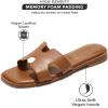 imageProject Cloud Fashion Flat Summer Sandals for Women 2025  Leather Womens Sandals Comfortable Memory Foam Slides for Women Footwear  Mules Womens Sandals  Walking Sandals Women JannelCognac