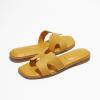 imageProject Cloud Fashion Flat Summer Sandals for Women 2025  Leather Womens Sandals Comfortable Memory Foam Slides for Women Footwear  Mules Womens Sandals  Walking Sandals Women JannelYellow
