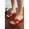 imageProject Cloud Fashion Flat Summer Sandals for Women 2025  Leather Womens Sandals Comfortable Memory Foam Slides for Women Footwear  Mules Womens Sandals  Walking Sandals Women JannelRed