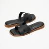 imageProject Cloud Fashion Flat Summer Sandals for Women 2025  Leather Womens Sandals Comfortable Memory Foam Slides for Women Footwear  Mules Womens Sandals  Walking Sandals Women JannelBlack