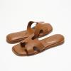 imageProject Cloud Fashion Flat Summer Sandals for Women 2025  Leather Womens Sandals Comfortable Memory Foam Slides for Women Footwear  Mules Womens Sandals  Walking Sandals Women JannelCognac
