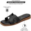 imageProject Cloud Fashion Flat Summer Sandals for Women 2025  Leather Womens Sandals Comfortable Memory Foam Slides for Women Footwear  Mules Womens Sandals  Walking Sandals Women JannelBlack