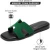 imageProject Cloud Fashion Flat Summer Sandals for Women 2025  Leather Womens Sandals Comfortable Memory Foam Slides for Women Footwear  Mules Womens Sandals  Walking Sandals Women JannelGreen Suede