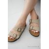 imageProject Cloud Genuine Leather Flat Sandals Beach Essentials Womens Sandals Memory Foam Vacation Essentials Slides for Women Footwear VenitaBeige