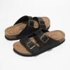 imageProject Cloud Genuine Leather Flat Sandals Beach Essentials Womens Sandals Memory Foam Vacation Essentials Slides for Women Footwear VenitaBlack