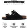 imageProject Cloud Genuine Leather Flat Sandals Beach Essentials Womens Sandals Memory Foam Vacation Essentials Slides for Women Footwear VenitaBlack Suede