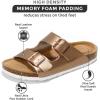 imageProject Cloud Genuine Leather Flat Sandals Beach Essentials Womens Sandals Memory Foam Vacation Essentials Slides for Women Footwear VenitaBronze