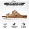 imageProject Cloud Genuine Leather Flat Sandals Beach Essentials Womens Sandals Memory Foam Vacation Essentials Slides for Women Footwear VenitaBronze