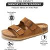 imageProject Cloud Genuine Leather Flat Sandals Beach Essentials Womens Sandals Memory Foam Vacation Essentials Slides for Women Footwear VenitaCamel