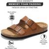 imageProject Cloud Genuine Leather Flat Sandals Beach Essentials Womens Sandals Memory Foam Vacation Essentials Slides for Women Footwear VenitaCongnac