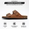 imageProject Cloud Genuine Leather Flat Sandals Beach Essentials Womens Sandals Memory Foam Vacation Essentials Slides for Women Footwear VenitaCongnac