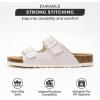 imageProject Cloud Genuine Leather Flat Sandals Beach Essentials Womens Sandals Memory Foam Vacation Essentials Slides for Women Footwear VenitaCream