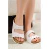 imageProject Cloud Genuine Leather Flat Sandals Beach Essentials Womens Sandals Memory Foam Vacation Essentials Slides for Women Footwear VenitaCream