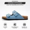 imageProject Cloud Genuine Leather Flat Sandals Beach Essentials Womens Sandals Memory Foam Vacation Essentials Slides for Women Footwear VenitaDenim