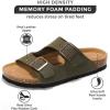 imageProject Cloud Genuine Leather Flat Sandals Beach Essentials Womens Sandals Memory Foam Vacation Essentials Slides for Women Footwear VenitaOlive