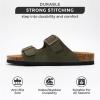 imageProject Cloud Genuine Leather Flat Sandals Beach Essentials Womens Sandals Memory Foam Vacation Essentials Slides for Women Footwear VenitaOlive