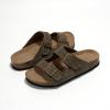 imageProject Cloud Genuine Leather Flat Sandals Beach Essentials Womens Sandals Memory Foam Vacation Essentials Slides for Women Footwear VenitaOlive Suede