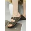 imageProject Cloud Genuine Leather Flat Sandals Beach Essentials Womens Sandals Memory Foam Vacation Essentials Slides for Women Footwear VenitaOlive Suede