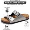 imageProject Cloud Genuine Leather Flat Sandals Beach Essentials Womens Sandals Memory Foam Vacation Essentials Slides for Women Footwear VenitaPewter