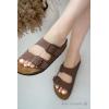 imageProject Cloud Genuine Leather Flat Sandals Beach Essentials Womens Sandals Memory Foam Vacation Essentials Slides for Women Footwear VenitaTan
