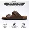 imageProject Cloud Genuine Leather Flat Sandals Beach Essentials Womens Sandals Memory Foam Vacation Essentials Slides for Women Footwear VenitaTan Distressed