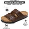 imageProject Cloud Genuine Leather Flat Sandals Beach Essentials Womens Sandals Memory Foam Vacation Essentials Slides for Women Footwear VenitaTan Distressed