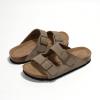 imageProject Cloud Genuine Leather Flat Sandals Beach Essentials Womens Sandals Memory Foam Vacation Essentials Slides for Women Footwear VenitaTaupe Suede