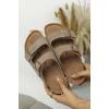 imageProject Cloud Genuine Leather Flat Sandals Beach Essentials Womens Sandals Memory Foam Vacation Essentials Slides for Women Footwear VenitaTaupe Suede
