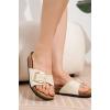 imageProject Cloud Genuine Leather Sandals Women Dressy Summer Beach Essentials  Flip Flops ampamp Slides with Memory Foam Insole Womens Sandals Comfortable FootwearCream