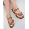 imageProject Cloud Genuine Leather Womens Sandals  Comfortable Cork Footbed Slides with Memory Foam Beach Essential Summer Sandals For Women 2025 LianChestnut