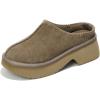 imageJohnna Cloud Clogs  Memory Foam Genuine Suede Slipon Mules NonSlip Sole  Comfortable Womens Shoes 2024Chocolate