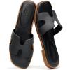 imageProject Cloud Fashion Flat Summer Sandals for Women 2025  Leather Womens Sandals Comfortable Memory Foam Slides for Women Footwear  Mules Womens Sandals  Walking Sandals Women JannelBlack
