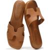 imageProject Cloud Fashion Flat Summer Sandals for Women 2025  Leather Womens Sandals Comfortable Memory Foam Slides for Women Footwear  Mules Womens Sandals  Walking Sandals Women JannelCognac