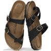 imageProject Cloud Genuine Leather Womens Sandals  Comfortable Cork Footbed Slides with Memory Foam Beach Essential Summer Sandals For Women 2025 LianBlack