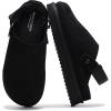 imageProject Cloud Genuine Suede Clogs for Women  Memory Foam Womens Clogs ampamp Mules with Adjustable Straps  Lightweight Platform Shoes NonSlip Slides GoldstarBlack